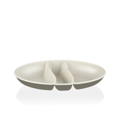   IRIS L-00517 dupla színű snack tál,  zöld, szürke, beige