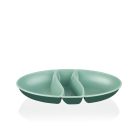 IRIS L-00517 dupla színű snack tál,  zöld, szürke, beige