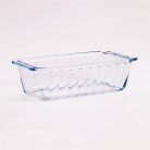 BORCAM négyzetes bordázott kenyérsütő hőálló üvegedény fogóval  1.120ml, 250*115*70mm 