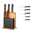 FISKARS Functional Form késkészlet, 5 késsel, bambusz blokkban