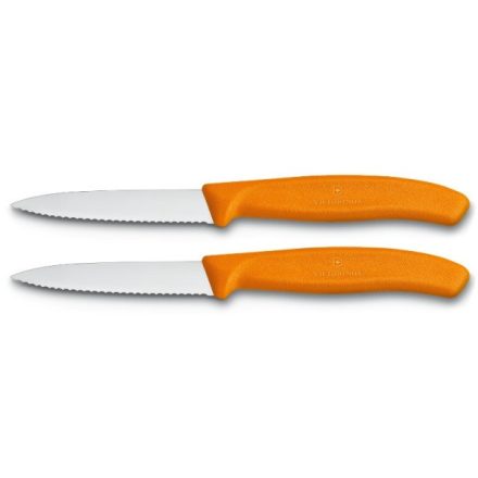 VICTORINOX Swiss Classic hámozókés, recézett pengével (8 cm) 2 részes, narancssárga